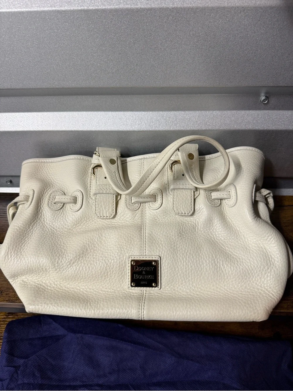 Dooney & Bourke CHIARA Hand Bag Purse White Pebble Grain Leather and Pink Great